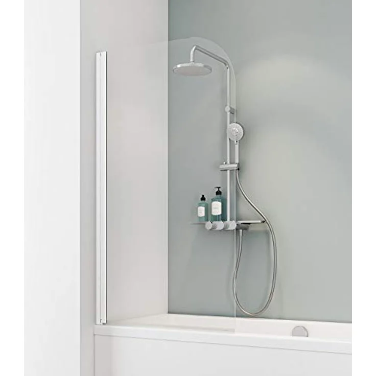 Schulte D1650 04 50 Komfort Duschabtrennung für Badewanne, 80 cm x 140 cm, Alpinweiß, 5 mm Sicherheitsglas ohne Beschichtung – Bild 1