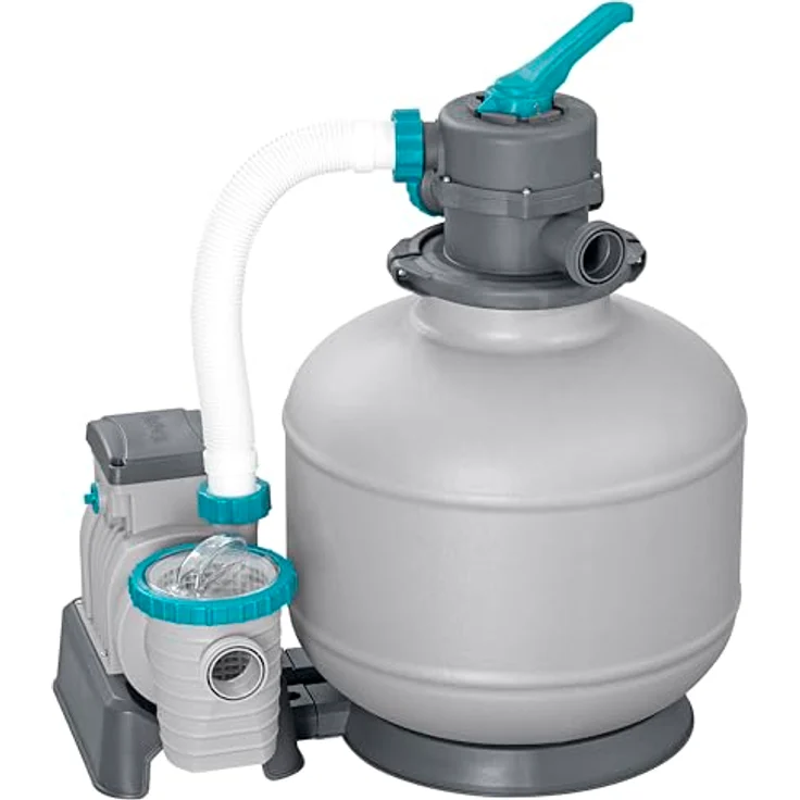 Bestway Filterpumpe, graue und orange Poolpumpe aus Metall und Kunststoff, 44x69x63.3 cm, ideal für Freizeit und Wasserspaß – Bild 1