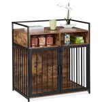 Relaxdays Hundekäfig im Möbelstil, HBT: 85x80x54 cm, Hundebox mit Ablage, 2 Türen, Hundeschrank Holzoptik, braun-schwarz - Preisvergleich