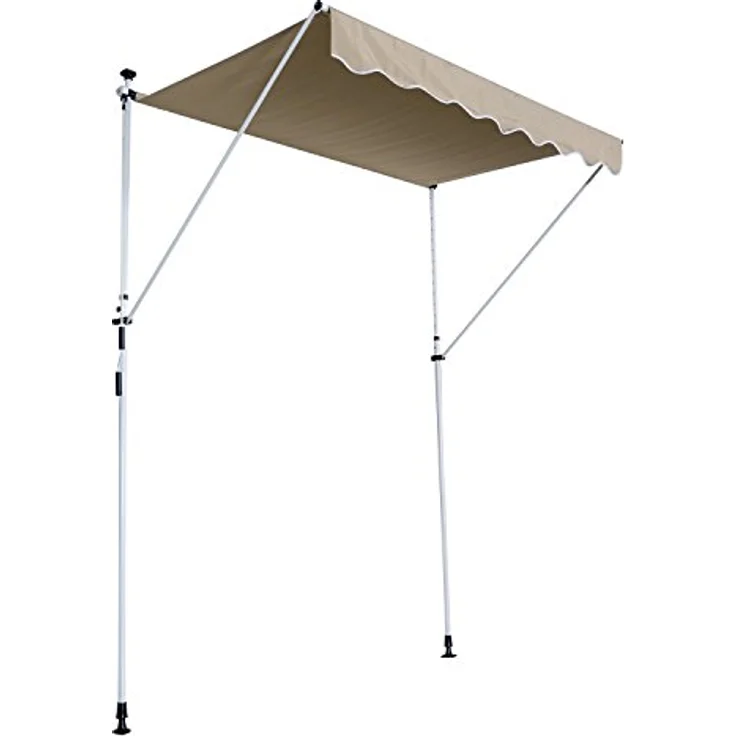 Outsunny Markise Gelenkarmmarkise Klemmmarkise Höhenverstellbar Sonnenschutz Faltarm Handkurbel Balkon Alu Beige 300 x 150cm – Bild 4