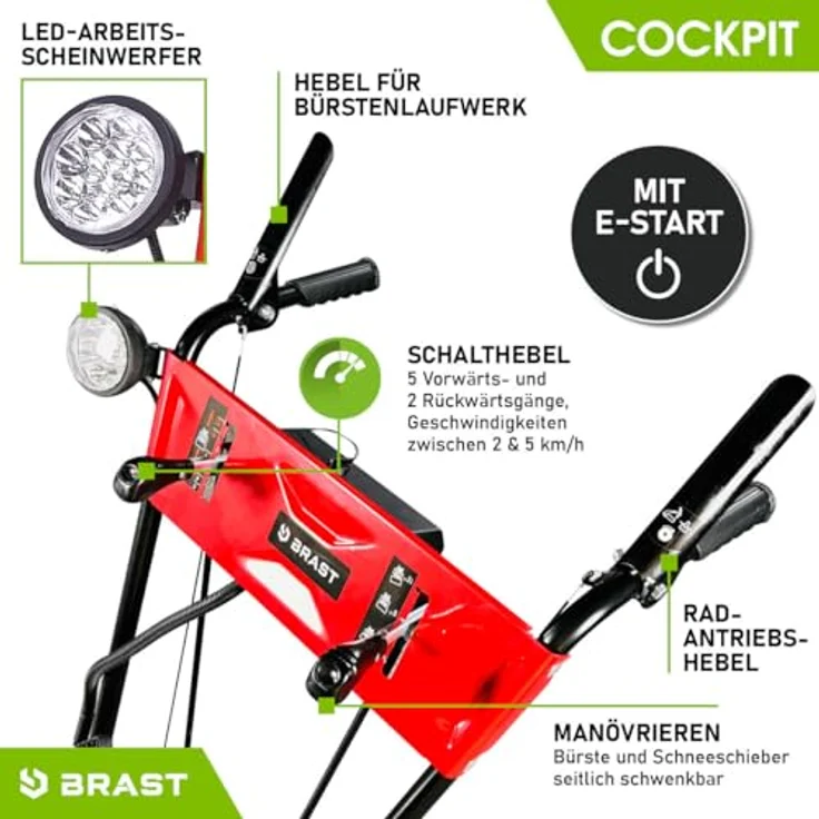 BRAST Benzin-Kehrmaschine 3in1, 80cm, 5,14kW (7PS) mit Kehrbürste, Laubsammler und Schneeräumer – Bild 8