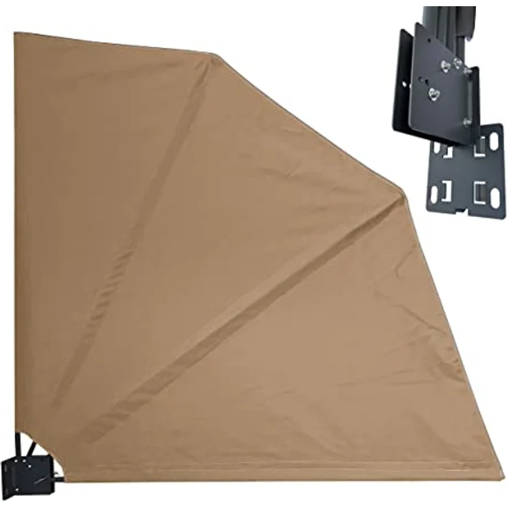 QUICK STAR Sichtschutz Fächer 115 x 115 cm Sand mit WANDPLATTE Blickdicht Balkon Trennwand Windschutz Sonnenschutz – Bild 1