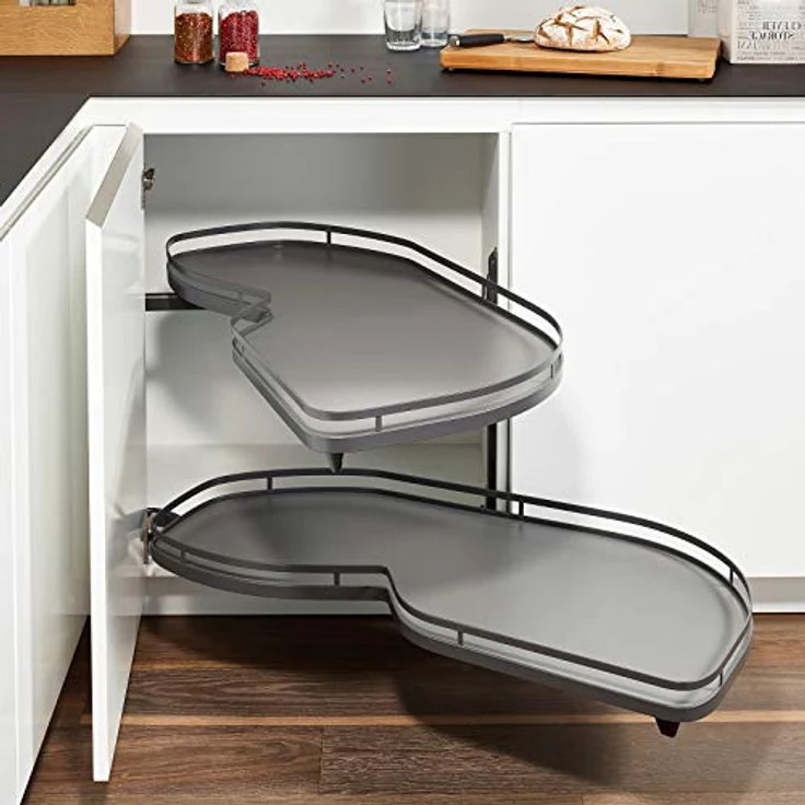 Lemans II anthrazit rechts ausschwenkend für Eckschrank mit 45 cm Türbreite und Lichter Schrankhöhe von 650-800 mm Eckschrankbeschlag Eckschrankauszug von SO-TECH® – Bild 3