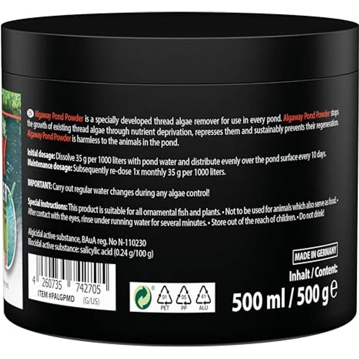 ARKA Pond Algaway Powder, Algenvernichter Teich 500 g, kupferfrei, schonend und vorbeugend gegen Fadenalgen – Bild 3