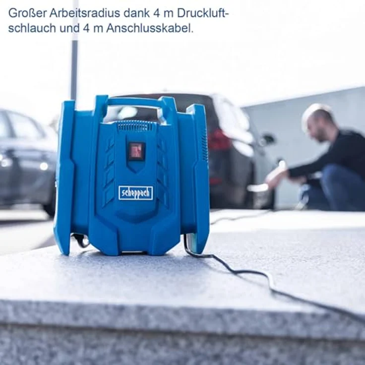 Scheppach Kompressor Airforce 7 - 230V | ölfrei & mobil | inkl. Reifenfüller, Luftpistole & Adapter – Bild 6