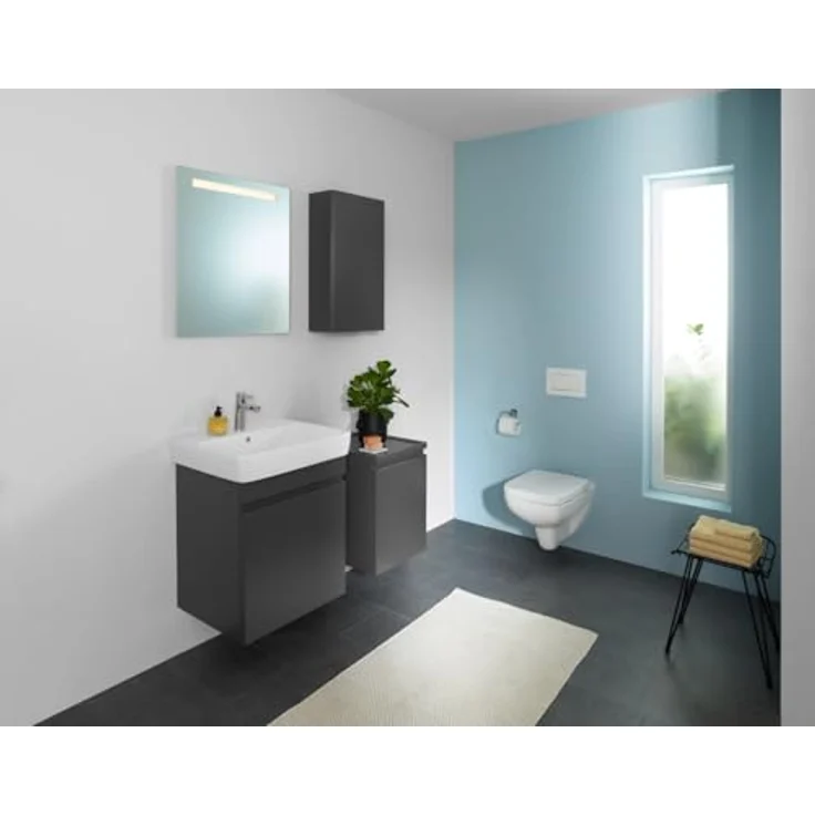 Geberit Renova Plan Set Wand-WC Tiefspüler, Rimfree, mit WC-Sitz, Tiefe 54cm, Weiß – Bild 3