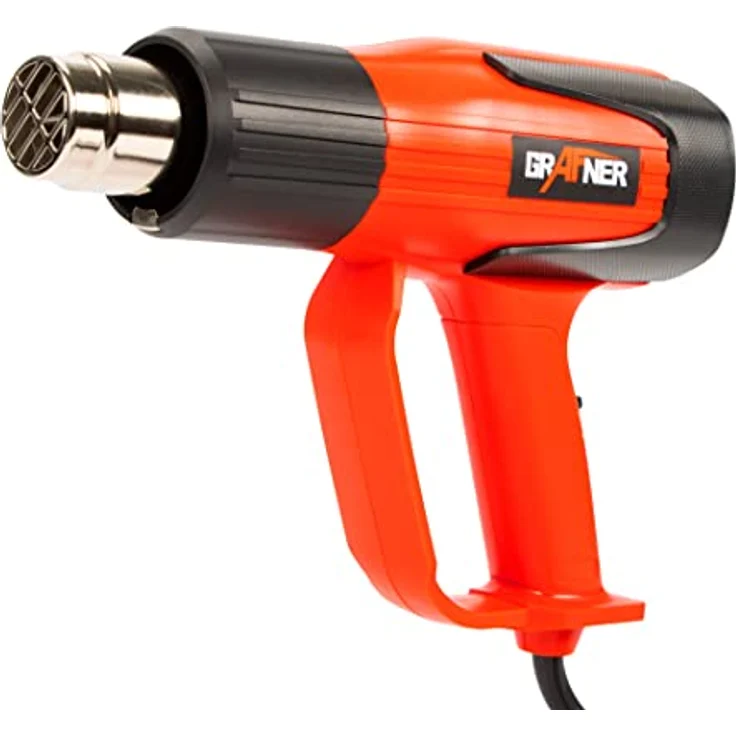 Grafner digitale Heißluftpistole mit LCD Anzeige, 2000 Watt, regulierbar 60-600 °C in 10 Grad Schritten, 4 Düsen, 300 – 500 Liter/min wählbar, Entlacken, Schrumpfen, Heißluftgebläse LED Display – Bild 2