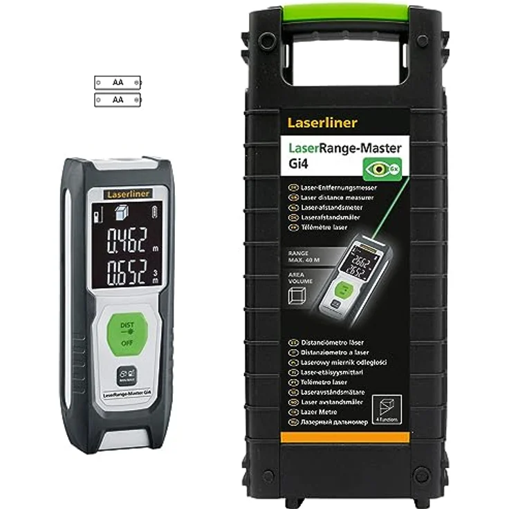 Laserliner Master Gi4, Laserentfernungsmesser 40m ± 2mm, grüne Lasertechnologie, IP40, mit LC-Display und gummiertem Gehäuse – Bild 2