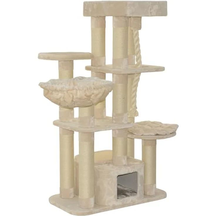 nanook Kratzbaum Memphis XXL - hochwertiger Plüsch - große Liegefläche - für große Katzen - beige – Bild 2