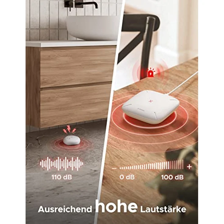 X-Sense Smart Wassermelder, kompakter WLAN Wassersensor mit 110 dB Alarm und 500 m Reichweite, IP66 wasserdicht, für Küchen, Keller und Badezimmer – Bild 5
