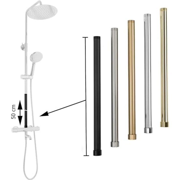 Rea Verlängerung für Badewannen-Duschset, 50 cm Chrom, Universalanschluss, Metall, korrosionsbeständig und leicht zu reinigen – Bild 5