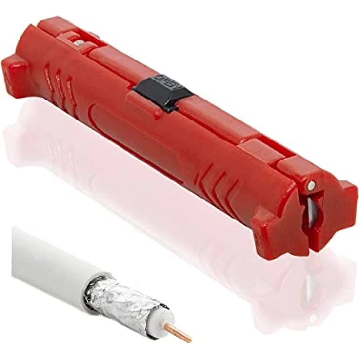 PremiumX XCon CS-10 Universal Abisolierwerkzeug Abisolierer mit 2 Klingen für RG58 59/62 RG6 für F-Kompressionstecker Koaxialkabel Universal Abisoliermesser – Bild 2