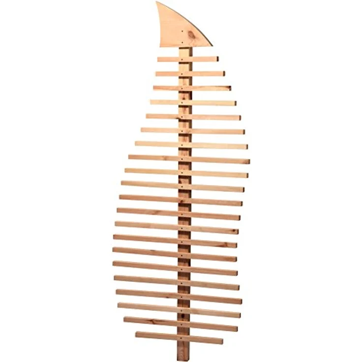 dobar Rankhilfe "Fraxinus-Blatt", großes Design-Rankgerüst aus naturfarbenem Kiefernholz, 76x6,5x186 cm, Metall-Erdspieß 7x7x75 cm – Bild 9