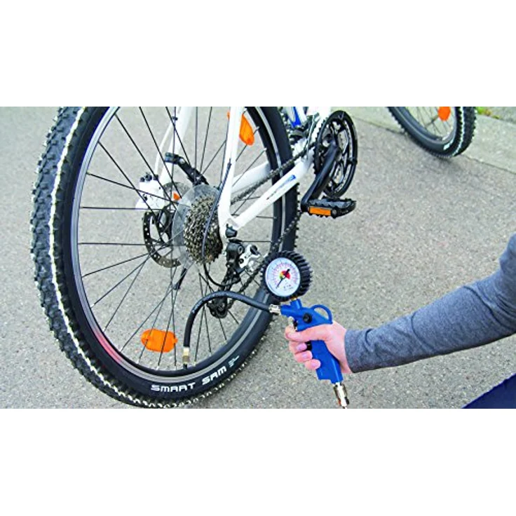 Scheppach Druckluft Set 5-teilig (Kompressor Set, Reifenfüllmessgerät, Luft-Ablassventil, 5m Spiralschlauch, 3 Aufsatzdüsen) – Bild 5