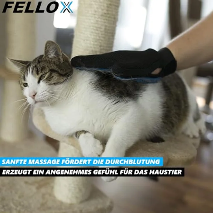 MAVURA FELLOX Fellpflegehandschuh Blau - Tierhaar Bürste für Hunde und Katzen, Glänzendes Fell, Massageeffekt, Gesunde Umgebung – Bild 4