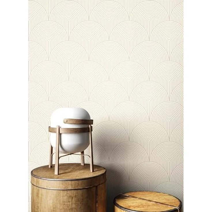 Newroom Tapete Beige Vlies Bogen, Modern Boho Art Deco mit hochwaschbeständiger Vinyl-Oberfläche, 10,05 m x 0,53 m – Bild 4