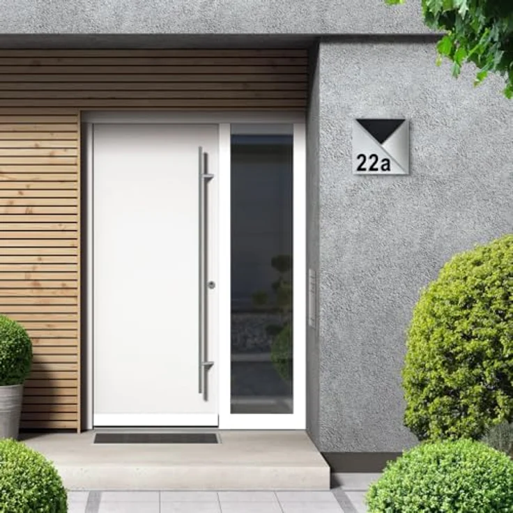 MeLiTec Solar-Hausnummer SH07, moderne LED-beleuchtete Hausnummer, wasserdicht, aus Edelstahl, kabellos, inklusive Ziffern- & Buchstabenset – Bild 3