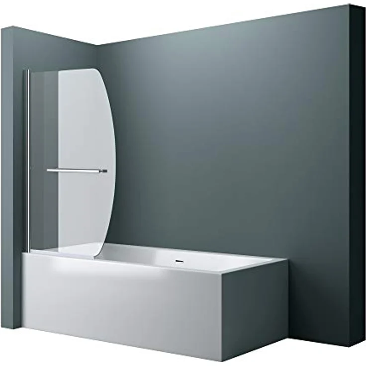 doporro 90x140 cm Design-Duschwand für Badewanne Badewannenaufsatz Duschabtrennung 6mm ESG-Sicherheitsglas inkl. NANO-Beschichtung Badewannenfaltwand – Bild 1