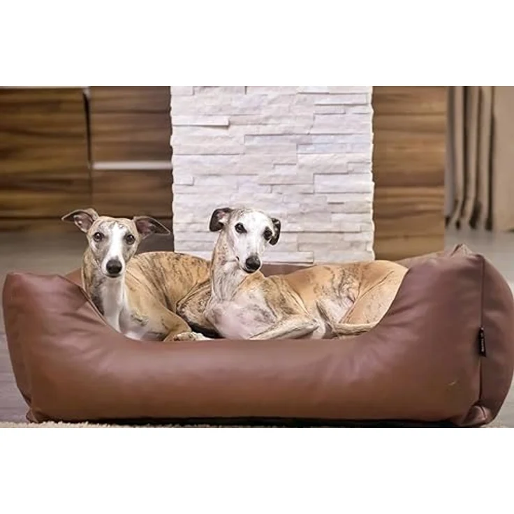 4L Textil Mario Wasserfestes Hundebett aus Kunstleder (100x70 cm, Braun) - Robust, Wasserabweisend, Leicht zu reinigen – Bild 5
