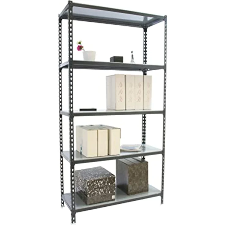 Simonrack Simonclick Metallregal Plus, Steckregal (H 200 x B 100 x T 40 cm, 5 Böden, Traglast 180 kg pro Boden, anthrazit) – Bild 3