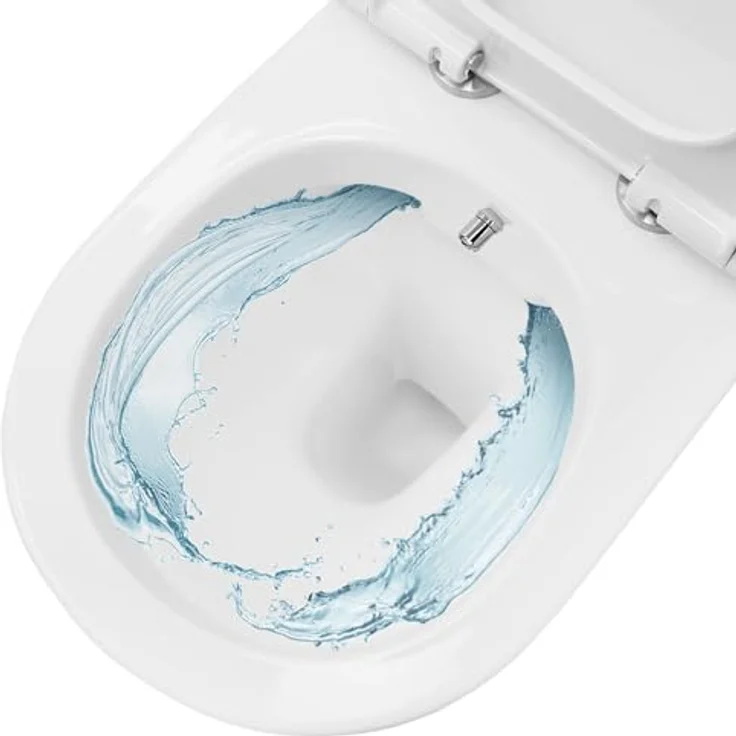 ECD Germany Spülrandloses Hänge WC Keramik Weiß mit Bidet-Funktion, Nano Beschichtung und Softclose Absenkautomatik – Bild 4
