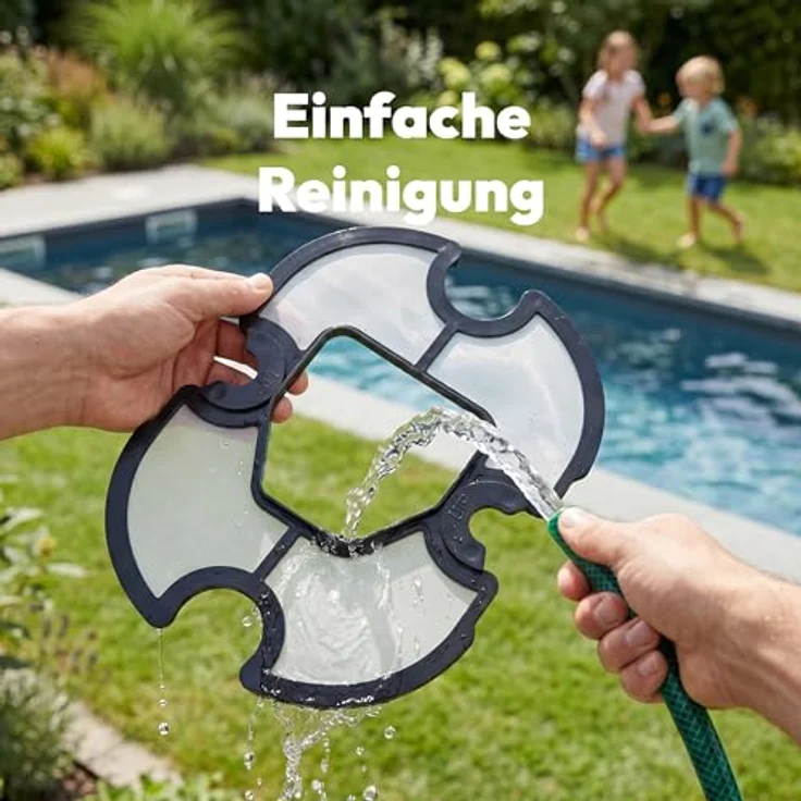 MEDION PR1 Poolroboter Akku, für Aufstellpool, Bodenreinigung, One-Click-Bedienung, Selbstparkfunktion, 120 Min Akkulaufzeit, 2,2 L Filterkapazität, blau, inkl. Ladegerät & Haken – Bild 5