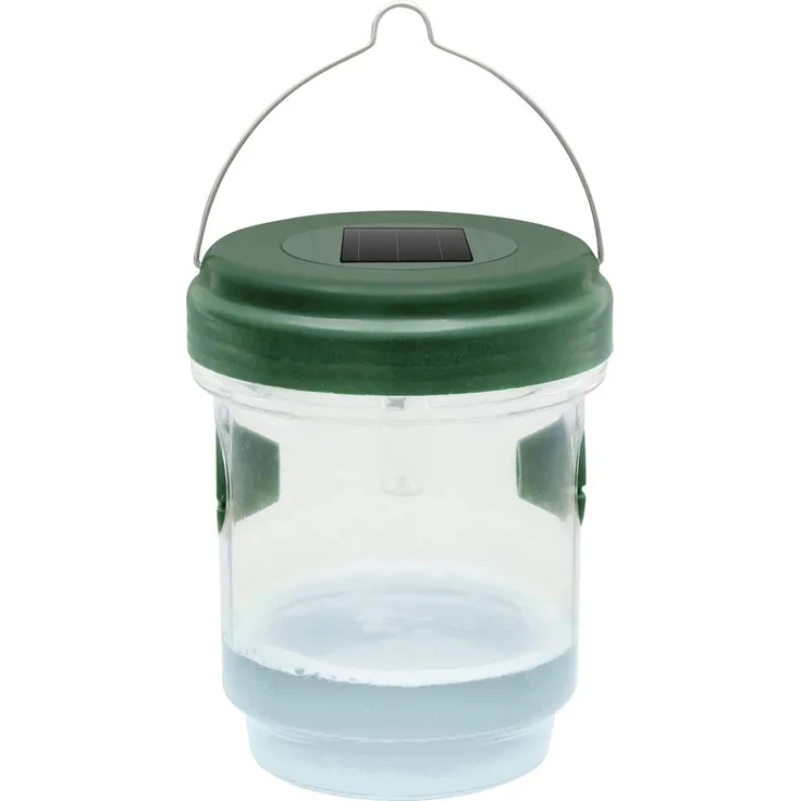 Gardigo Solar Insektenfalle mit Lockstoff und LED-Licht, Wespenfalle (Ø x H) 93mm x 117mm, Grün