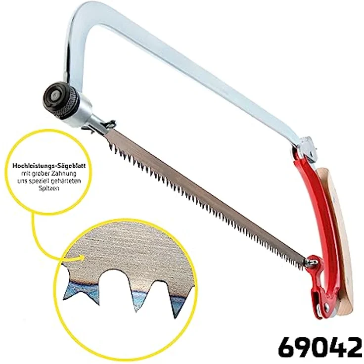 Berger Handbügelsäge 69042 mit Buchenholzgriff und stufenlos drehbarem Sägeblatt, Länge 35 cm – Bild 3