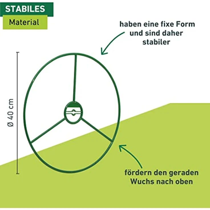 Windhager Pflanzenring Pflanzenstütze Staudenhalter Blumenstrütze Strauchstütze, grün, Ø 40 cm, 3 Stück, 06251 – Bild 3