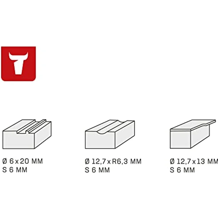 STIER Fräser-Set 3-teilig, 6 mm Schaft, Nutfräser, Bündigfräser, Rundkantenfräser, für Holz, Holzfräser, Holzbearbeitung, Holzschneider, aus Hartmetall – Bild 2