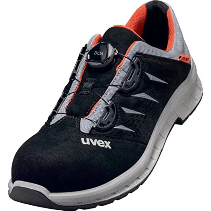 Uvex 2 Trend Boa Halbschuh S1P, Sportlicher Sicherheitsschuh in Schwarz-Grau-Orange mit BOA® Fit System und S1P SRC Schutzklasse