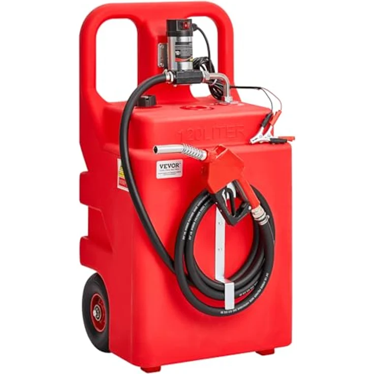 VEVOR Kraftstofftrolley 121 L, Kraftstoffkanister mit 12 V DC Pumpensystem, 3,96 m Schlauch & Düse, für Diesel & Kerosin – Bild 1