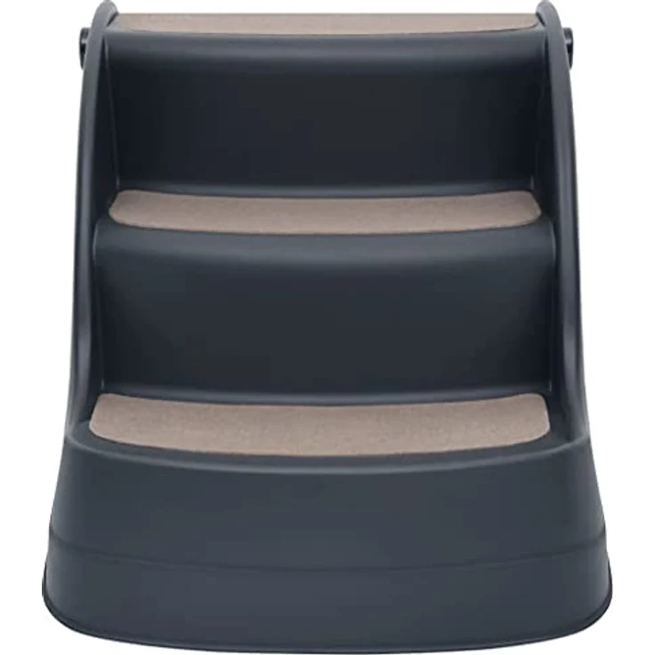 vidaXL Hunderampe Hundetreppe mit 3 Stufen Klappbar Dunkelgrau, 1,37 kg, für Haustiere bis 20 kg, rutschfeste Stufen – Bild 4
