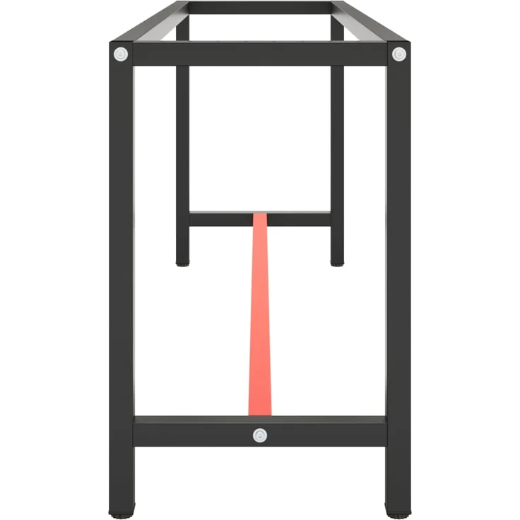 Werkbankgestell Mattschwarz und Mattrot 190x50x79 cm Metall – Bild 4