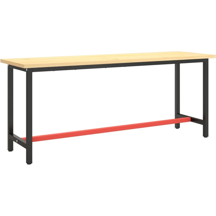 Werkbankgestell Mattschwarz und Mattrot 190x50x79 cm Metall – Bild 2