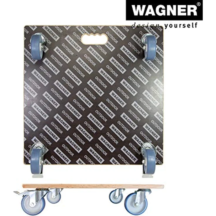 WAGNER Pflanzenroller Maxigrip 58 x 58 x 14,5 cm I Pflanzenroller für Außenbereich + Innenbereich I Transportroller aus Holz FSC I 2 Total-Feststeller I Tragkraft 300 kg I Made in Germany - 20135801 – Bild 6