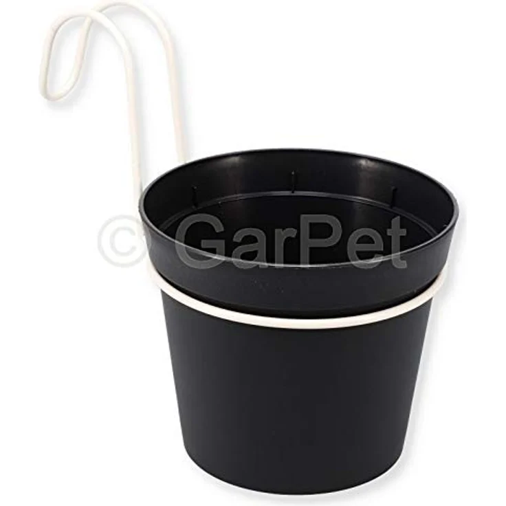 GarPet 5 x Hängetopf Blumentopf Pflanztopf Set mit Haken Halterung Hängeblumentopf Wand – Bild 2