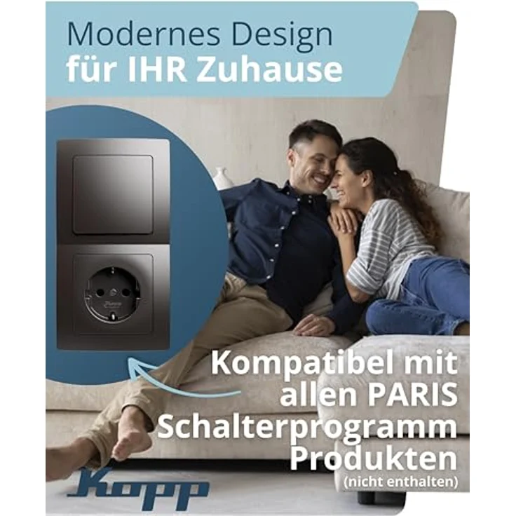Kopp PARIS 2-fach Abdeckrahmen, Palisander-Braun, 5 Stück, 8,3 x 15,4 cm, flexibel montierbar für Steckdosen & Schalter – Bild 3