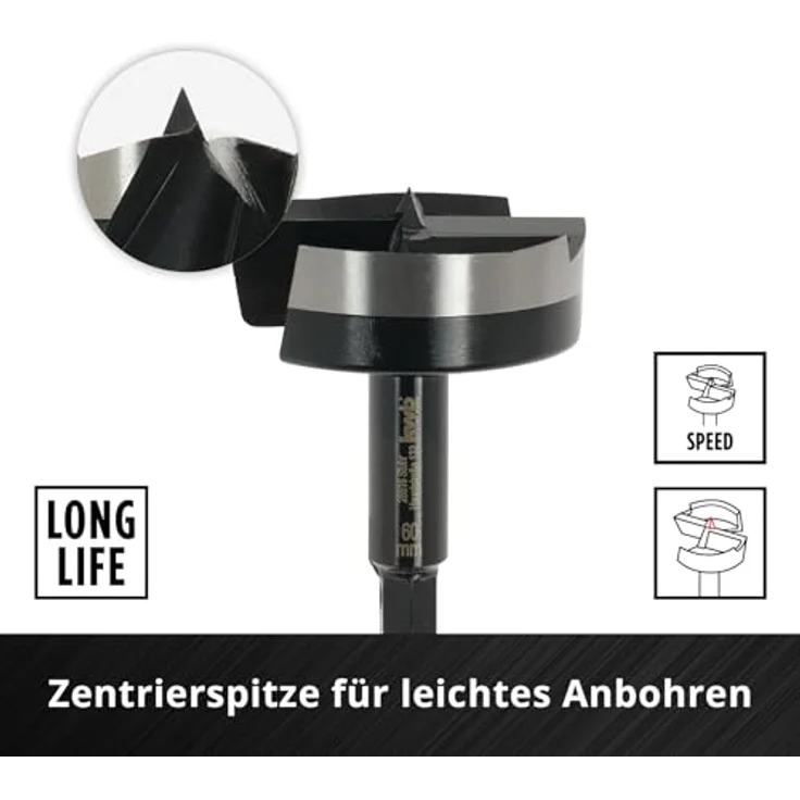 kwb Universalbohrer KWB Forstnerbohrer, 706460, 60 mm, für schnelle und präzise Bohrlöcher, Werkzeugstahl – Bild 3