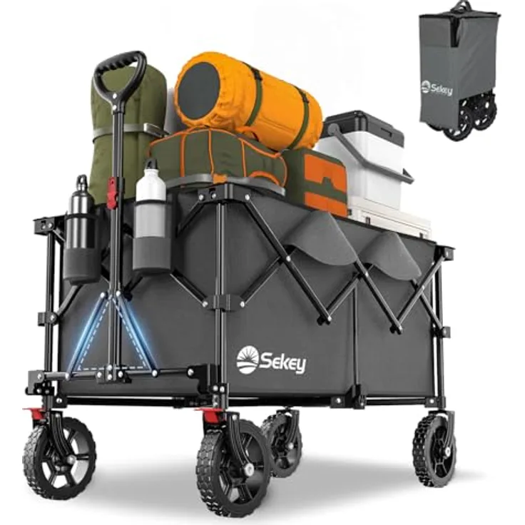 Sekey XXL Plus Bollerwagen Geländetauglich, faltbar, 200L, 200KG Tragkraft, patentiertes Klappsystem, anthrazit