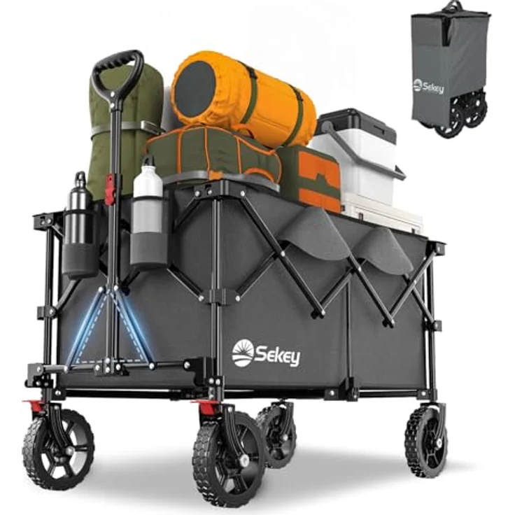Sekey XXL Plus Bollerwagen Geländetauglich, faltbar, 200L, 200KG Tragkraft, patentiertes Klappsystem, anthrazit – Bild 1