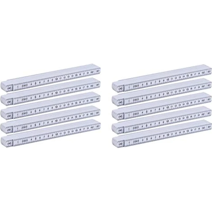 10x Zollstock, Gliedermaßstab aus Kunststoff, 2m, weiß, 10er Pack – Bild 1