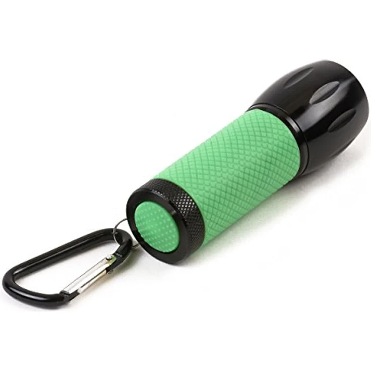CARSON RedSight Pro Rotlicht-LED Taschenlampe, 9 LEDs, 2 Helligkeitsstufen, leuchtender grüner Griff, mit Karabinerhaken – Bild 3