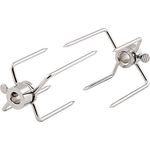 BBQ-Toro Fleischnadeln, Doppel-Fleischklammern für Drehspieß, 2 Stück aus chromatiertem Stahl, universal einsetzbar für Hähnchen und Schaschlik