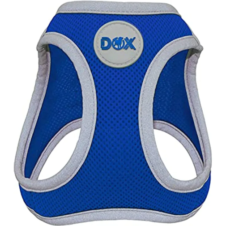 DDOXX Brustgeschirr Air Mesh, Step-In, reflektierend | viele Farben | für kleine, mittlere & mittelgroße Hunde | Hunde-Geschirr Hund Katze Welpe | Katzen-Geschirr Welpen-Geschirr | Blau, XL
