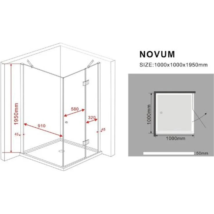 Glasdeals Duschkabine NOVUM 100 x 100 x 195 cm, rahmenlos, aus 8 mm ESG, ohne Duschtasse – Bild 7