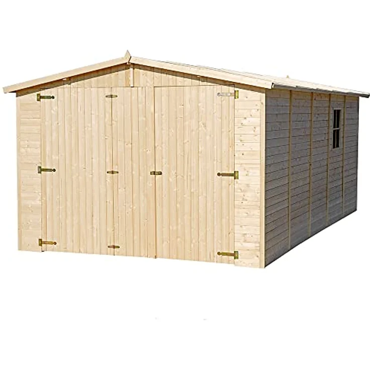 TIMBELA M101 Holzgarage - Abstellraum mit Fenstern - H222x516x324 cm/15 m² Shiplap-Schuppen aus Naturholz - Gartenwerkstatt - Auto- und Geräteschuppen – Bild 2