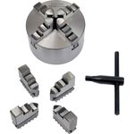 Rotwerk 4-Backenfutter 10 cm, zentrisch spannend für Drehmaschinen mit gehärteten Spannbacken und Adapterflansch erforderlich