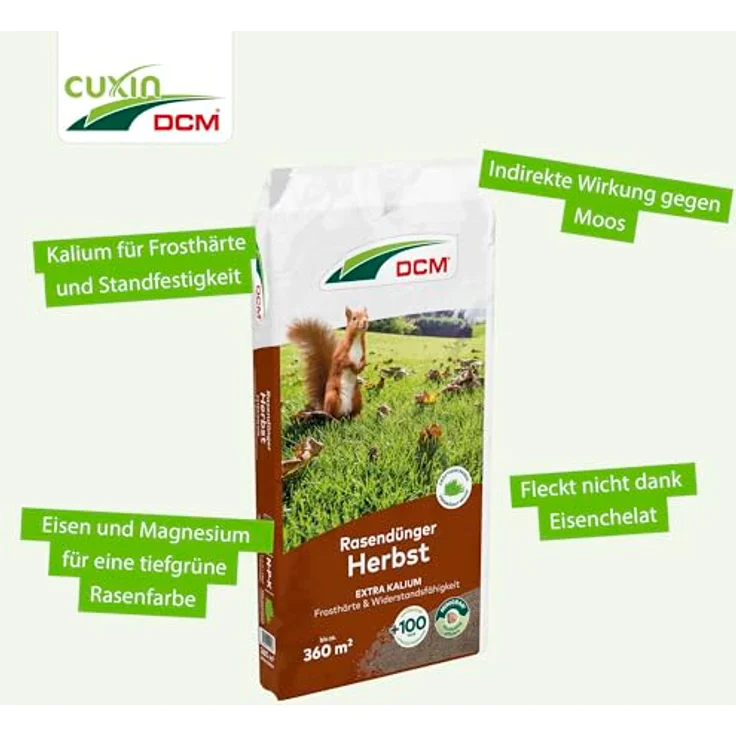 Cuxin CUXIN DCM Rasendünger Herbst, organisch-mineralischer Langzeitdünger mit MINIGRAN® TECHNOLOGY, 18 kg, für Frosthärte und Standfestigkeit – Bild 4