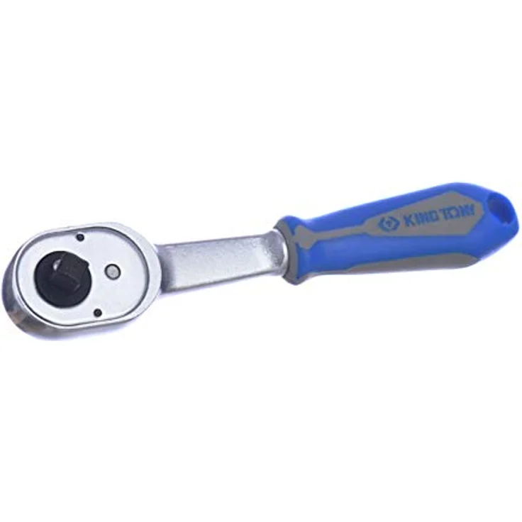 King Tony 1/4" Drehmomentschlüssel, 140mm Ratsche mit 24 Zähnen und Gummigriff, verchromt – Bild 2